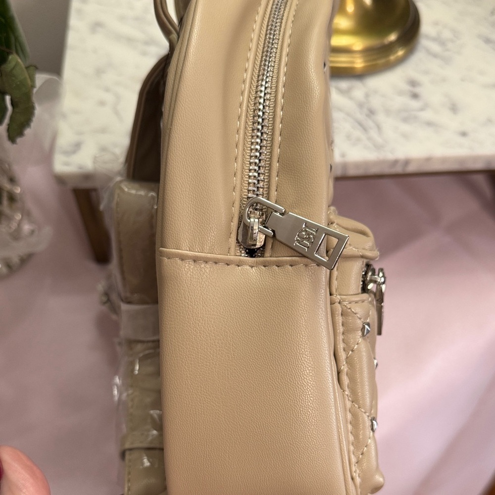 Badgley Mischka Vegan Leather Tan Backpack - Picture 6 of 8